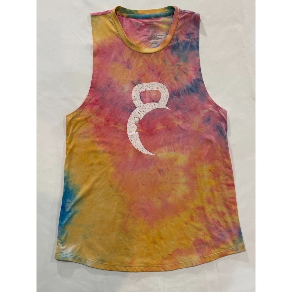 Zyia Active Tie‎ Dye Tank Top Women's L Sleeveless Gym Kettlebell Logo Rainbow_2